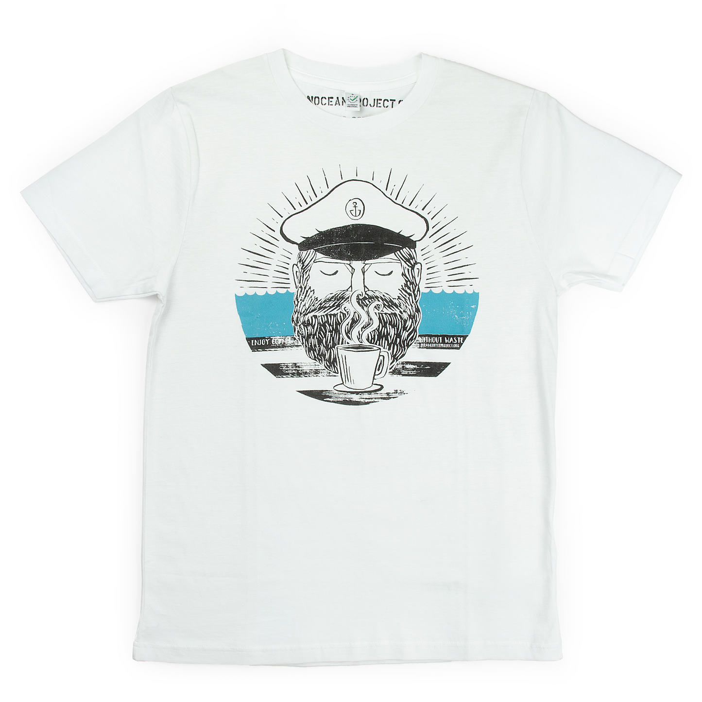 T-Shirt Man „Cpt. Clean Coffee“ weiß