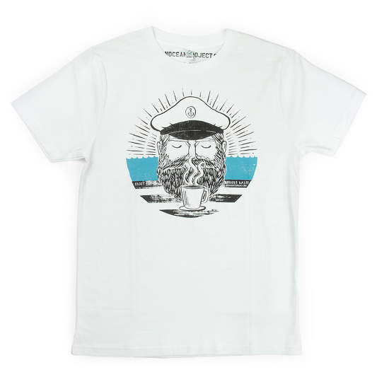 T-Shirt Man "Cpt. Clean Coffee" white