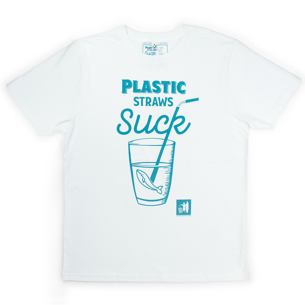 T-Shirt Man „Plastic straws sucks“